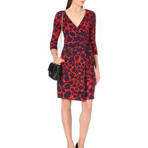Diane von Furstenberg Julian Two Silk Wrap Dress in Cheetah Red, Size 8